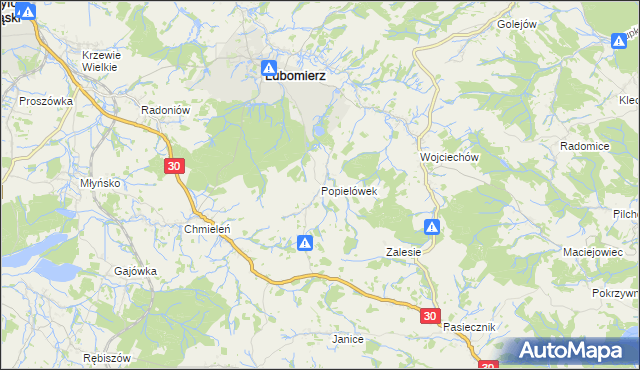 mapa Popielówek, Popielówek na mapie Targeo