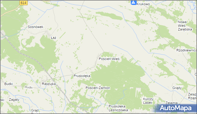mapa Poścień-Wieś, Poścień-Wieś na mapie Targeo