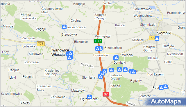 mapa Poskwitów, Poskwitów na mapie Targeo