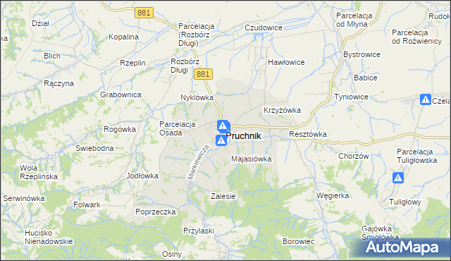 mapa Pruchnik powiat jarosławski, Pruchnik powiat jarosławski na mapie Targeo