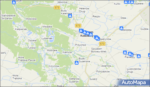 mapa Przychód gmina Szczawin Kościelny, Przychód gmina Szczawin Kościelny na mapie Targeo