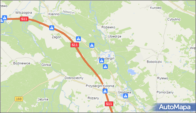 mapa Przydargiń, Przydargiń na mapie Targeo