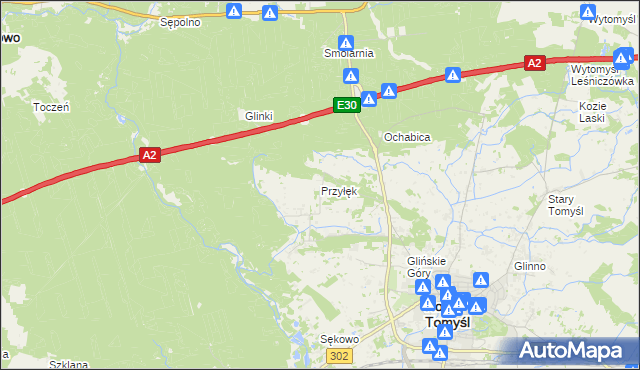 mapa Przyłęk gmina Nowy Tomyśl, Przyłęk gmina Nowy Tomyśl na mapie Targeo
