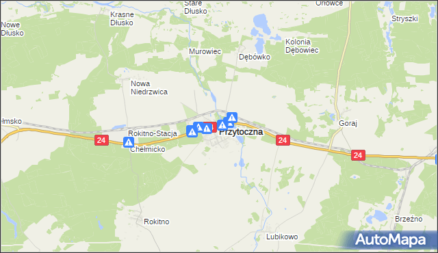 mapa Przytoczna, Przytoczna na mapie Targeo