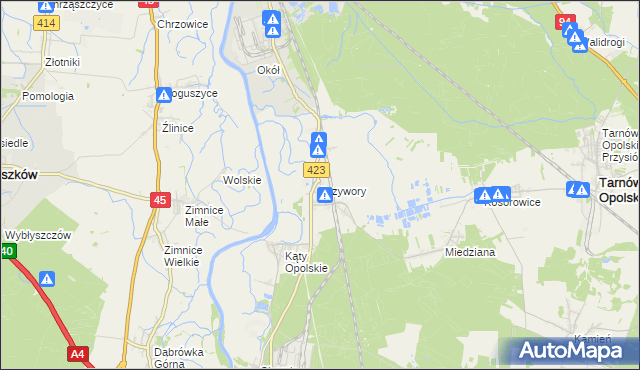 mapa Przywory gmina Tarnów Opolski, Przywory gmina Tarnów Opolski na mapie Targeo