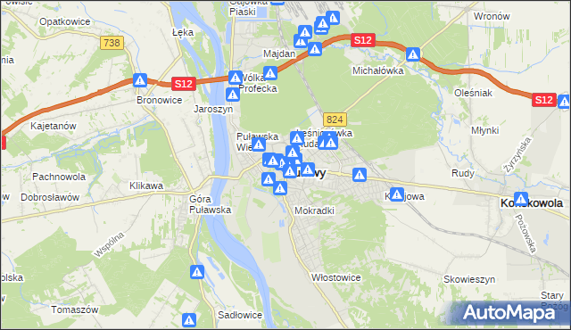 mapa Puław, Puławy na mapie Targeo