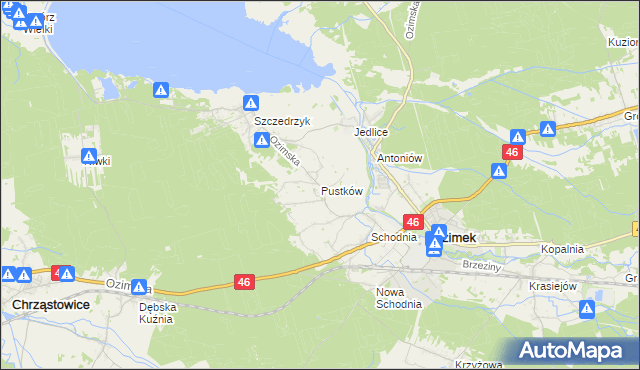 mapa Pustków gmina Ozimek, Pustków gmina Ozimek na mapie Targeo