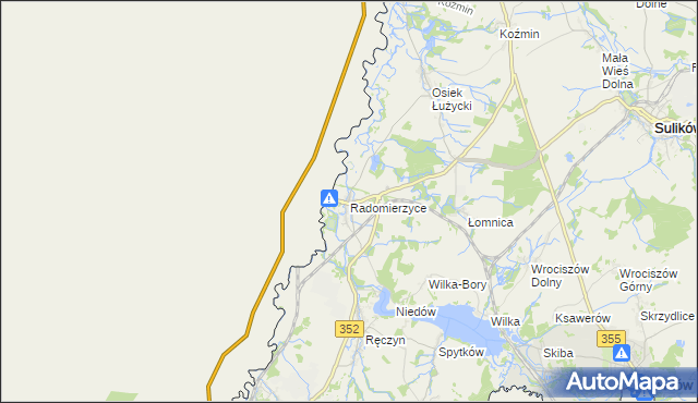 mapa Radomierzyce gmina Zgorzelec, Radomierzyce gmina Zgorzelec na mapie Targeo