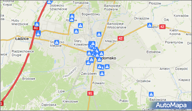 mapa Radomsko, Radomsko na mapie Targeo