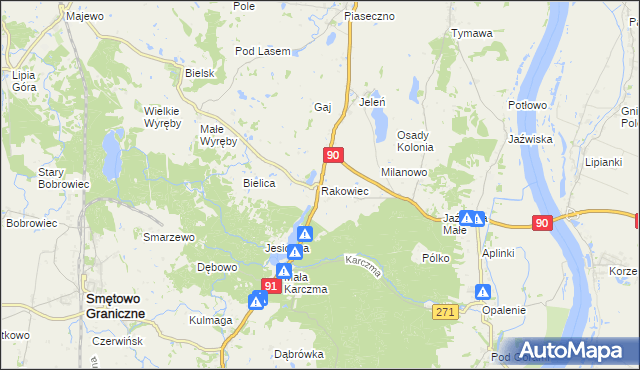 mapa Rakowiec gmina Gniew, Rakowiec gmina Gniew na mapie Targeo