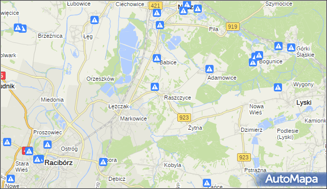 mapa Raszczyce, Raszczyce na mapie Targeo