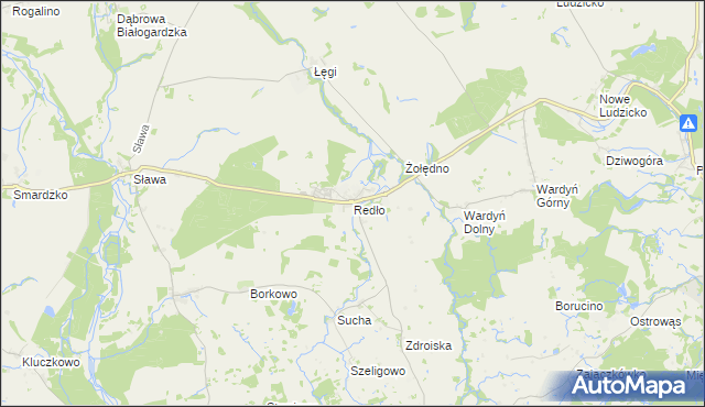 mapa Redło gmina Połczyn-Zdrój, Redło gmina Połczyn-Zdrój na mapie Targeo