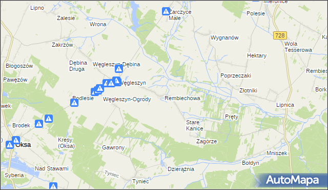 mapa Rembiechowa, Rembiechowa na mapie Targeo