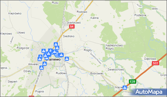 mapa Rogity, Rogity na mapie Targeo