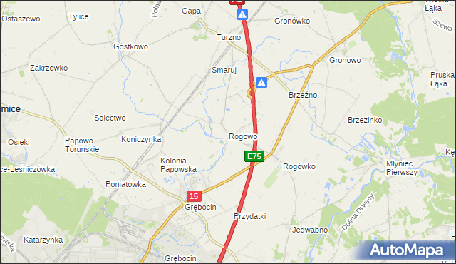 mapa Rogowo gmina Lubicz, Rogowo gmina Lubicz na mapie Targeo