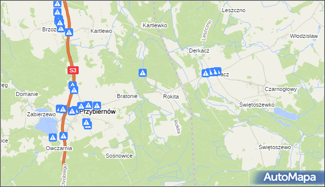 mapa Rokita gmina Przybiernów, Rokita gmina Przybiernów na mapie Targeo