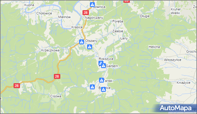 mapa Rokszyce gmina Krasiczyn, Rokszyce gmina Krasiczyn na mapie Targeo