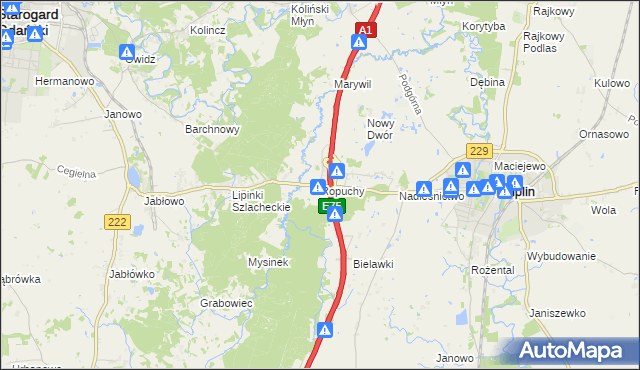 mapa Ropuchy, Ropuchy na mapie Targeo
