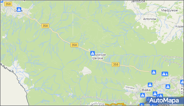 mapa Rozdroże Izerskie, Rozdroże Izerskie na mapie Targeo