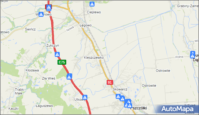 mapa Różyny, Różyny na mapie Targeo