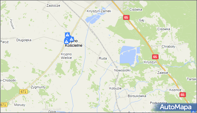 mapa Ruda gmina Krypno, Ruda gmina Krypno na mapie Targeo