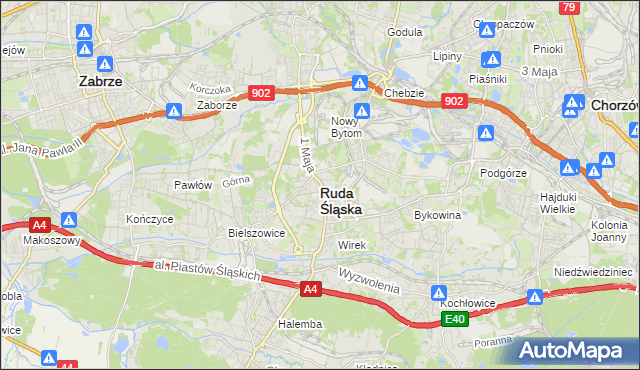 mapa Rudy Śląskiej, Ruda Śląska na mapie Targeo