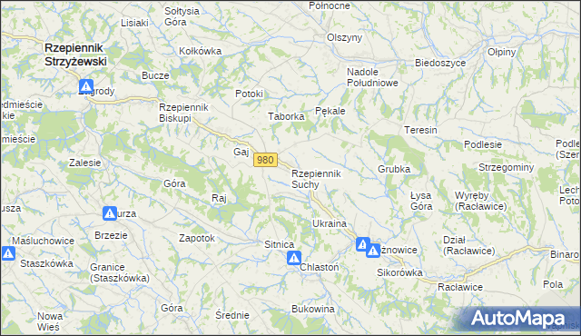 mapa Rzepiennik Suchy, Rzepiennik Suchy na mapie Targeo