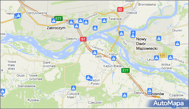 mapa Sady gmina Czosnów, Sady gmina Czosnów na mapie Targeo