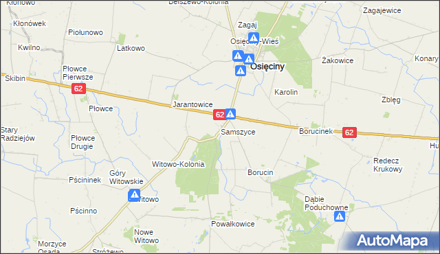 mapa Samszyce, Samszyce na mapie Targeo