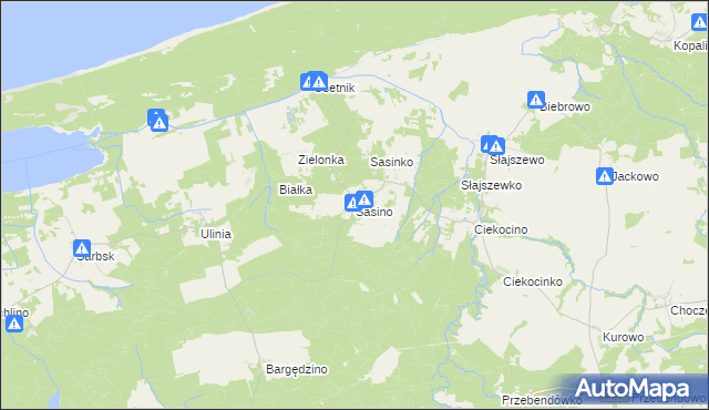mapa Sasino, Sasino na mapie Targeo