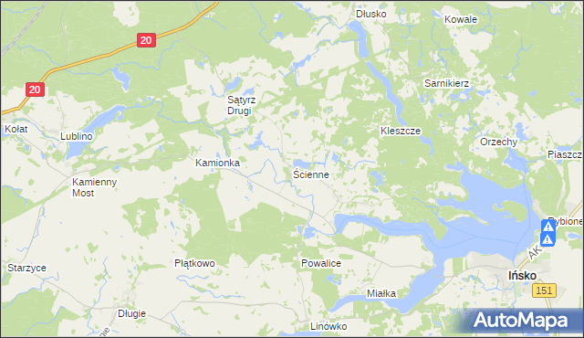 mapa Ścienne, Ścienne na mapie Targeo