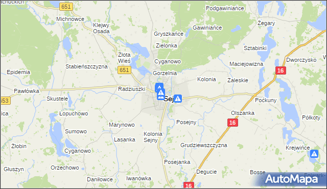 mapa Sejny, Sejny na mapie Targeo