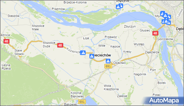 mapa Sieciechów powiat kozienicki, Sieciechów powiat kozienicki na mapie Targeo