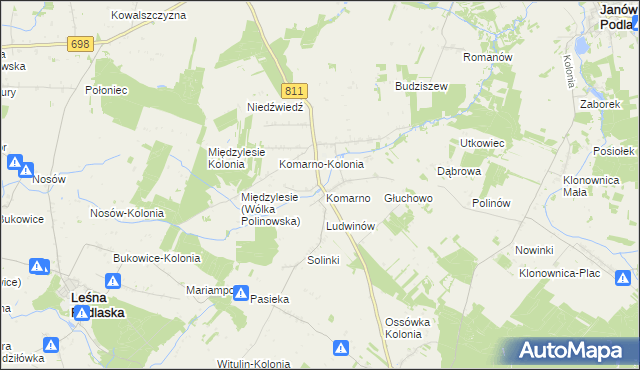 mapa Siekierka gmina Konstantynów, Siekierka gmina Konstantynów na mapie Targeo