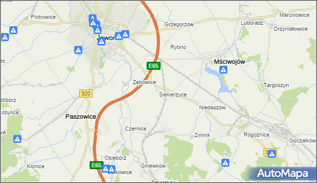 mapa Siekierzyce, Siekierzyce na mapie Targeo
