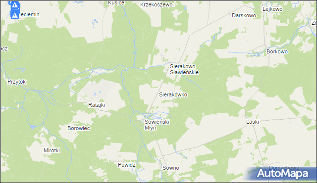 mapa Sierakówko gmina Sianów, Sierakówko gmina Sianów na mapie Targeo