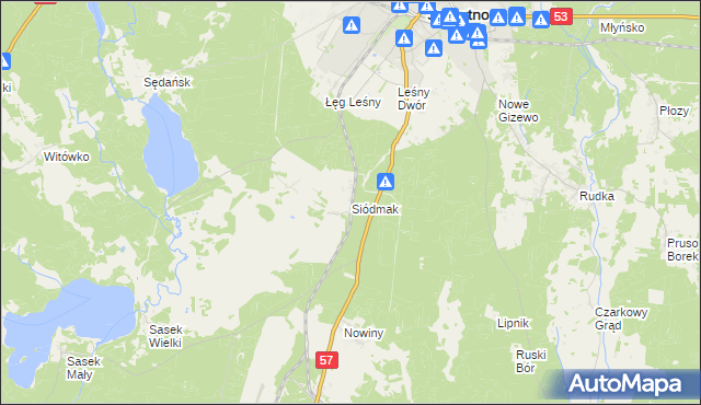 mapa Siódmak gmina Szczytno, Siódmak gmina Szczytno na mapie Targeo