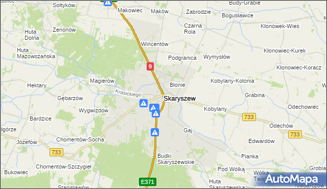 mapa Skaryszew, Skaryszew na mapie Targeo
