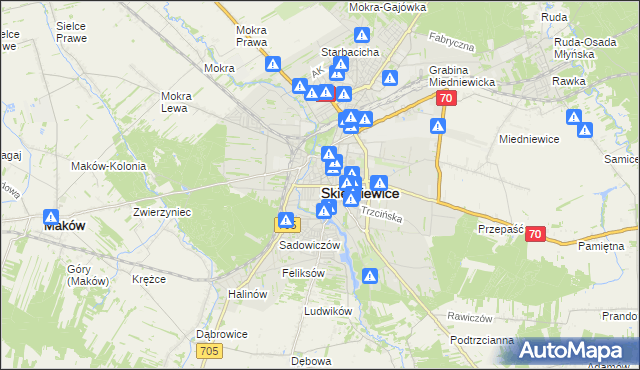 mapa Skierniewic, Skierniewice na mapie Targeo