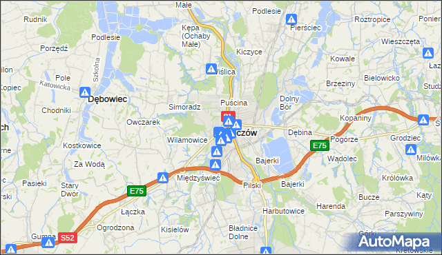 mapa Skoczów powiat cieszyński, Skoczów powiat cieszyński na mapie Targeo