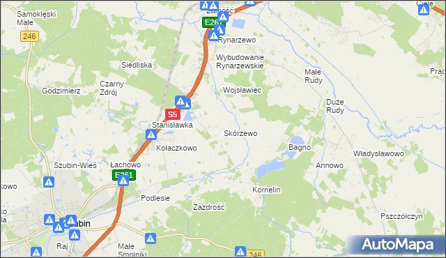 mapa Skórzewo gmina Szubin, Skórzewo gmina Szubin na mapie Targeo