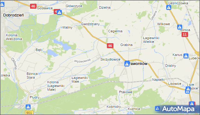 mapa Skrzydłowice, Skrzydłowice na mapie Targeo
