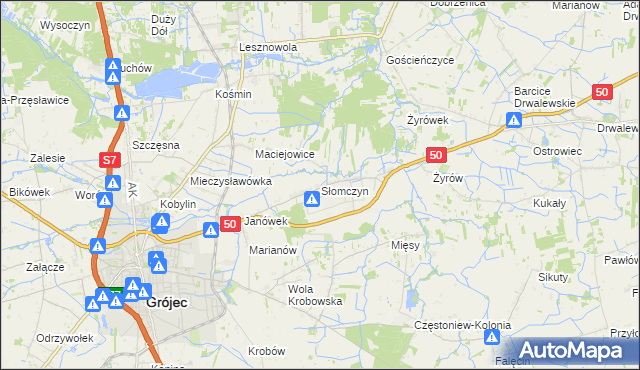 mapa Słomczyn gmina Grójec, Słomczyn gmina Grójec na mapie Targeo