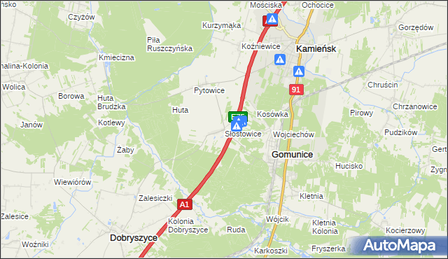 mapa Słostowice, Słostowice na mapie Targeo