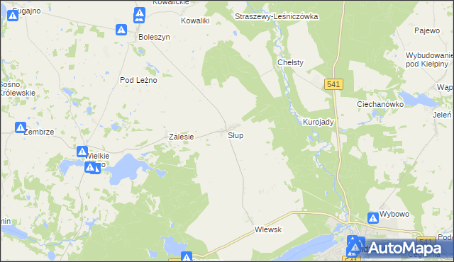 mapa Słup gmina Lidzbark, Słup gmina Lidzbark na mapie Targeo