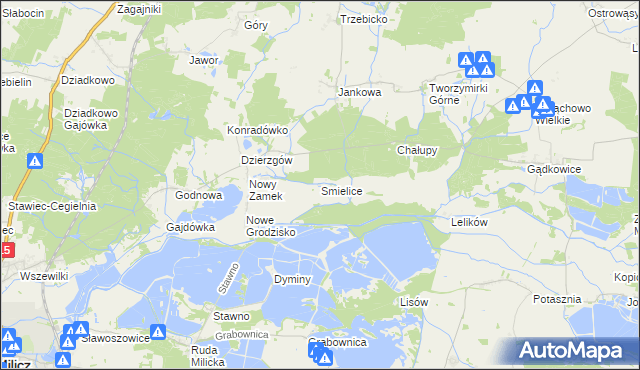 mapa Smielice, Smielice na mapie Targeo