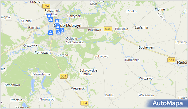 mapa Sokołowo gmina Golub-Dobrzyń, Sokołowo gmina Golub-Dobrzyń na mapie Targeo