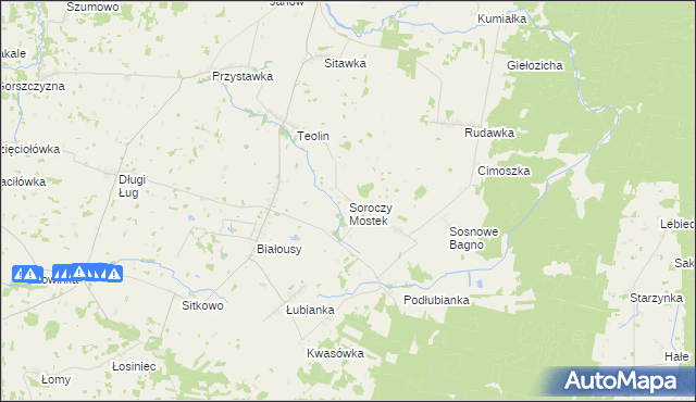 mapa Soroczy Mostek, Soroczy Mostek na mapie Targeo