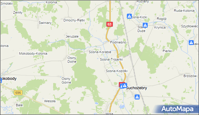 mapa Sosna-Trojanki, Sosna-Trojanki na mapie Targeo