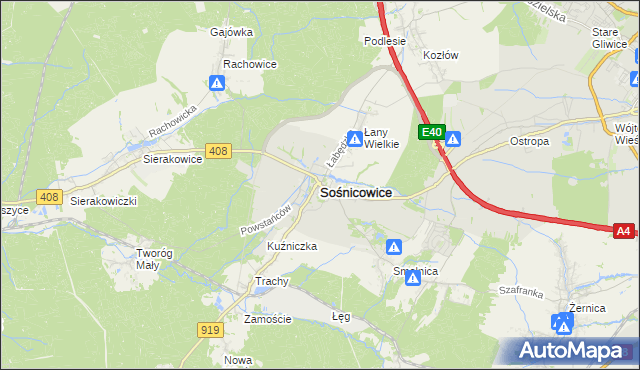 mapa Sośnicowice, Sośnicowice na mapie Targeo